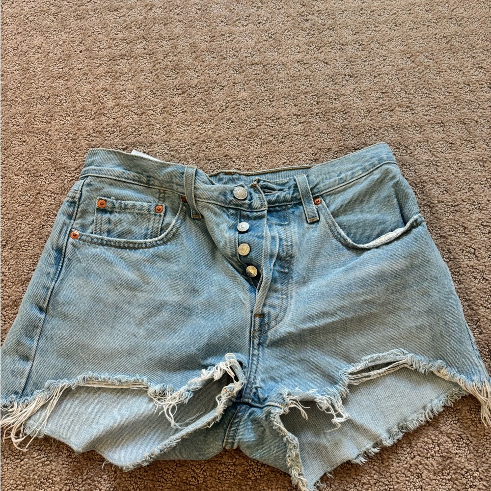 Levi's Blue Jean Shorts Distressed Cut-Off Hem